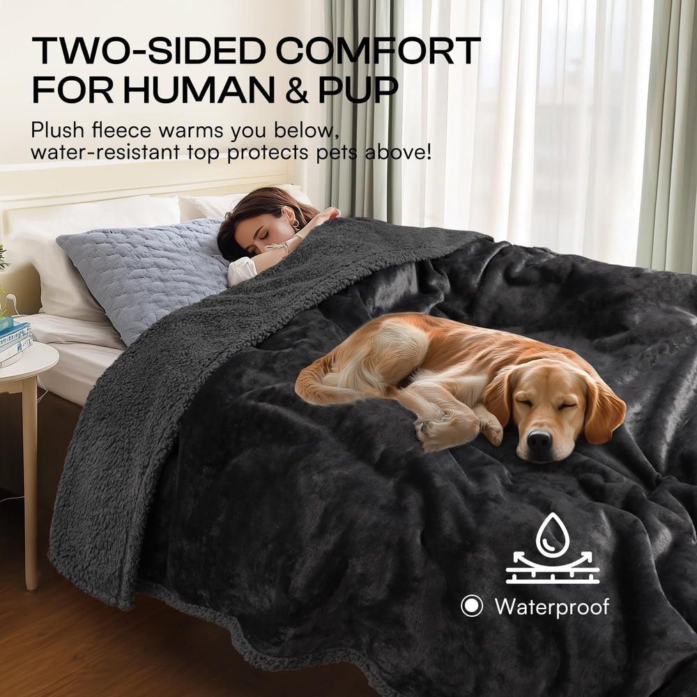 Luciphia blanket placed on a crate for pet area protection