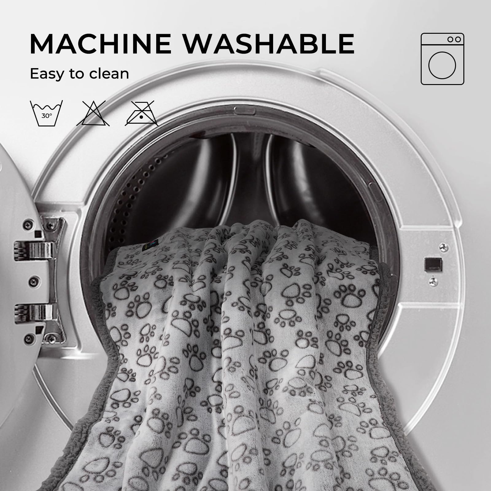 Luciphia easy-clean grey blanket ready for machine washing after adventures.