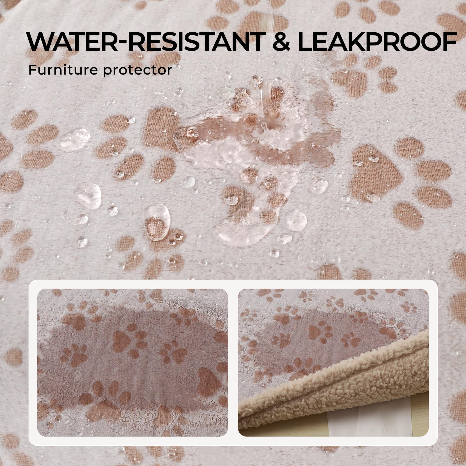 Luciphia waterproof pet blanket inner waterproof layer closeup shows liquid defense.