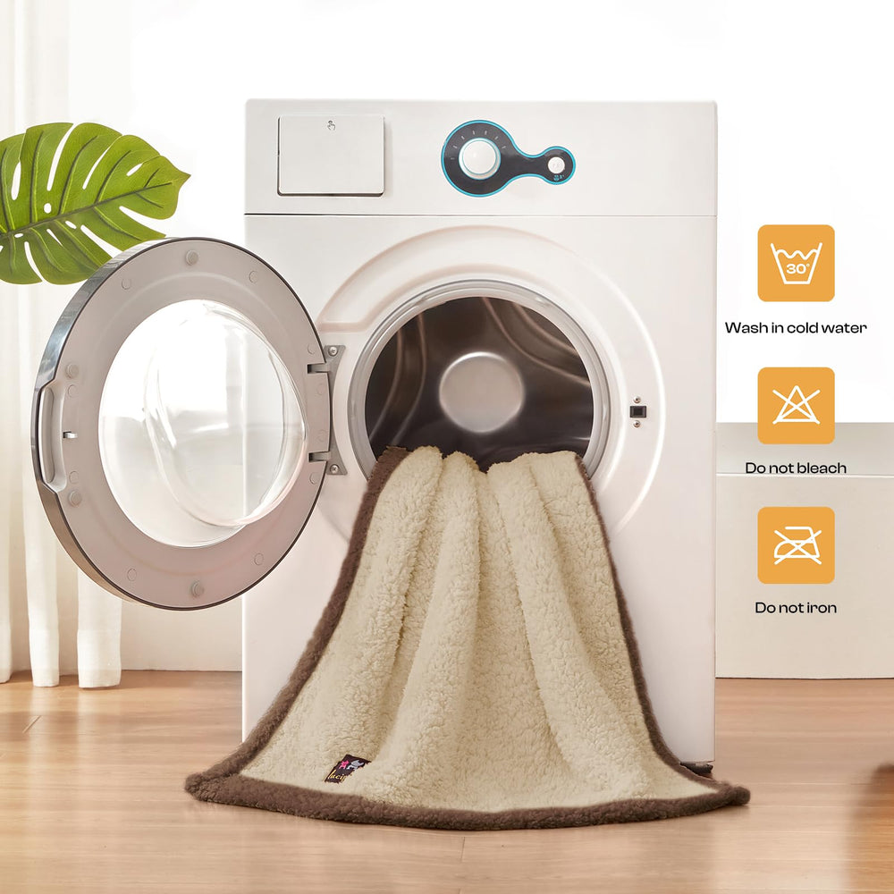 Luciphia machine-washable blanket simplifies cleaning after pet messes.