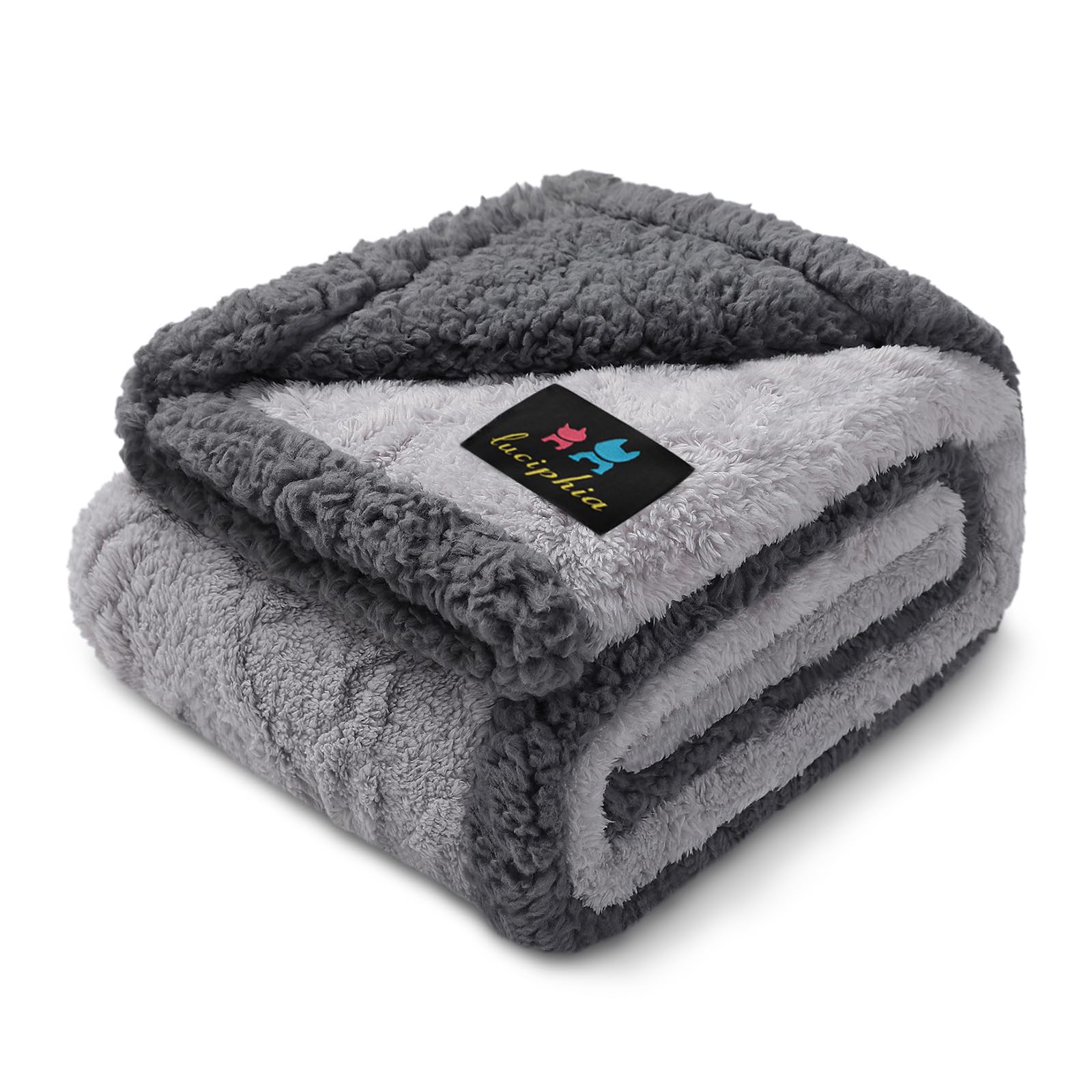 Luciphia waterproof pet blanket on sofa showing spill protection and durability