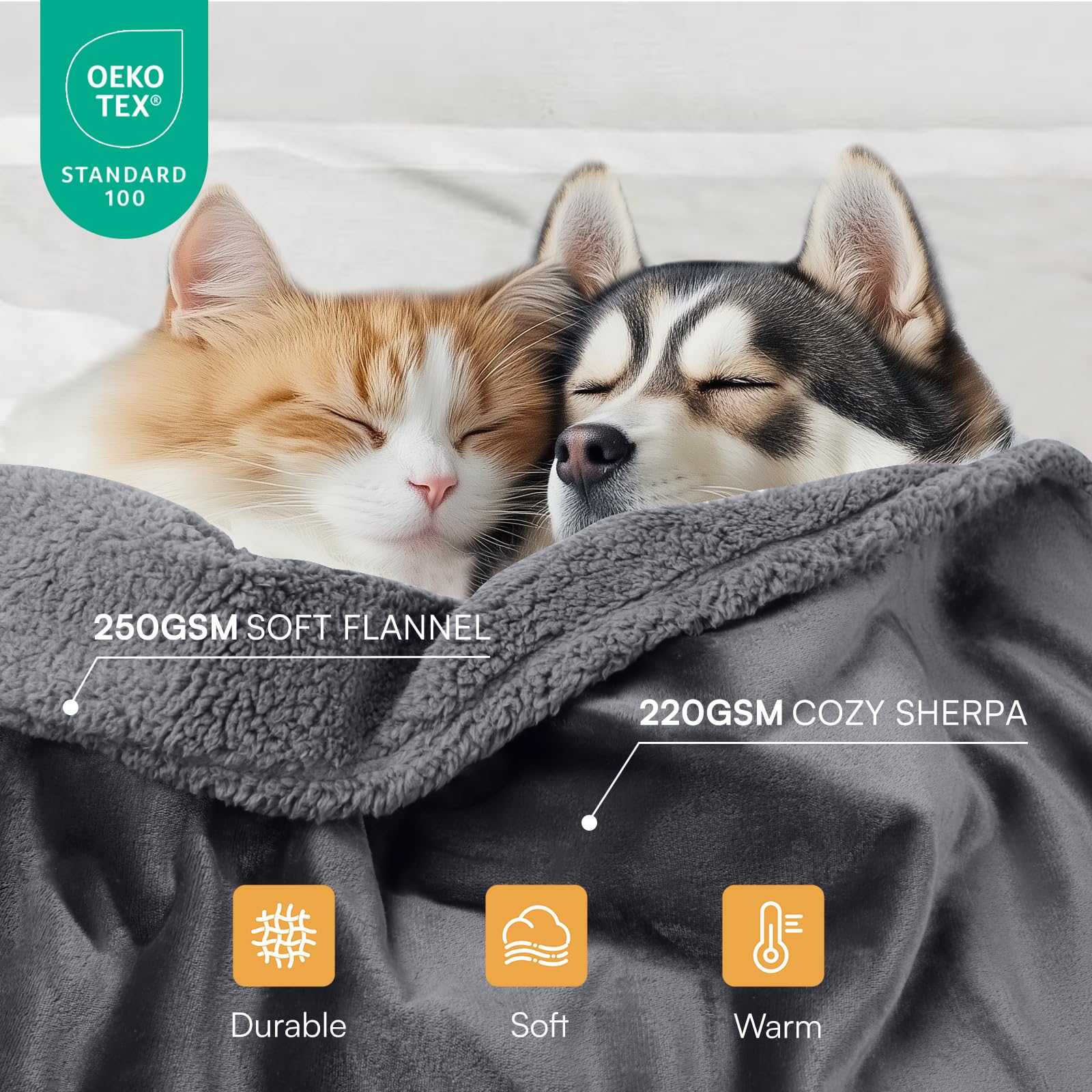 Luciphia waterproof pet blanket on sofa protecting furniture from spills and fur.