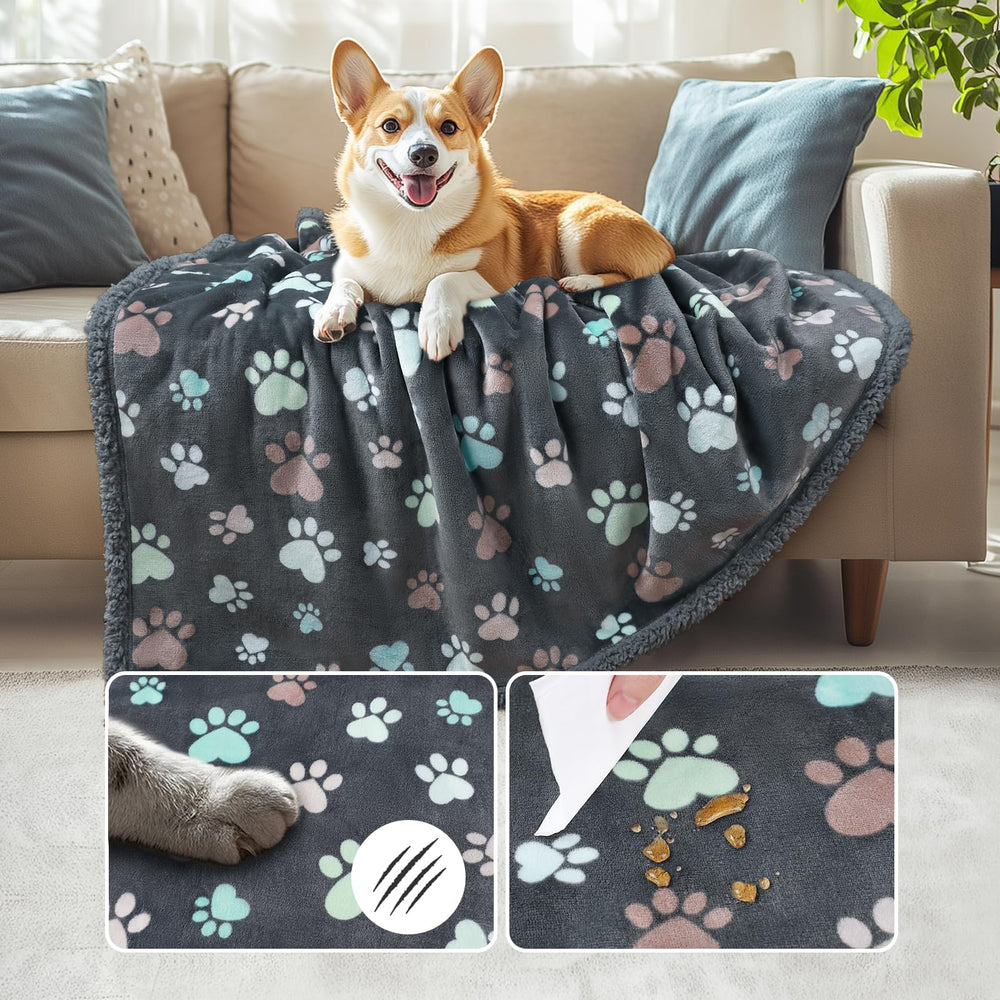 Luciphia reversible blanket with sherpa and fleece, cozy lounging for pets.