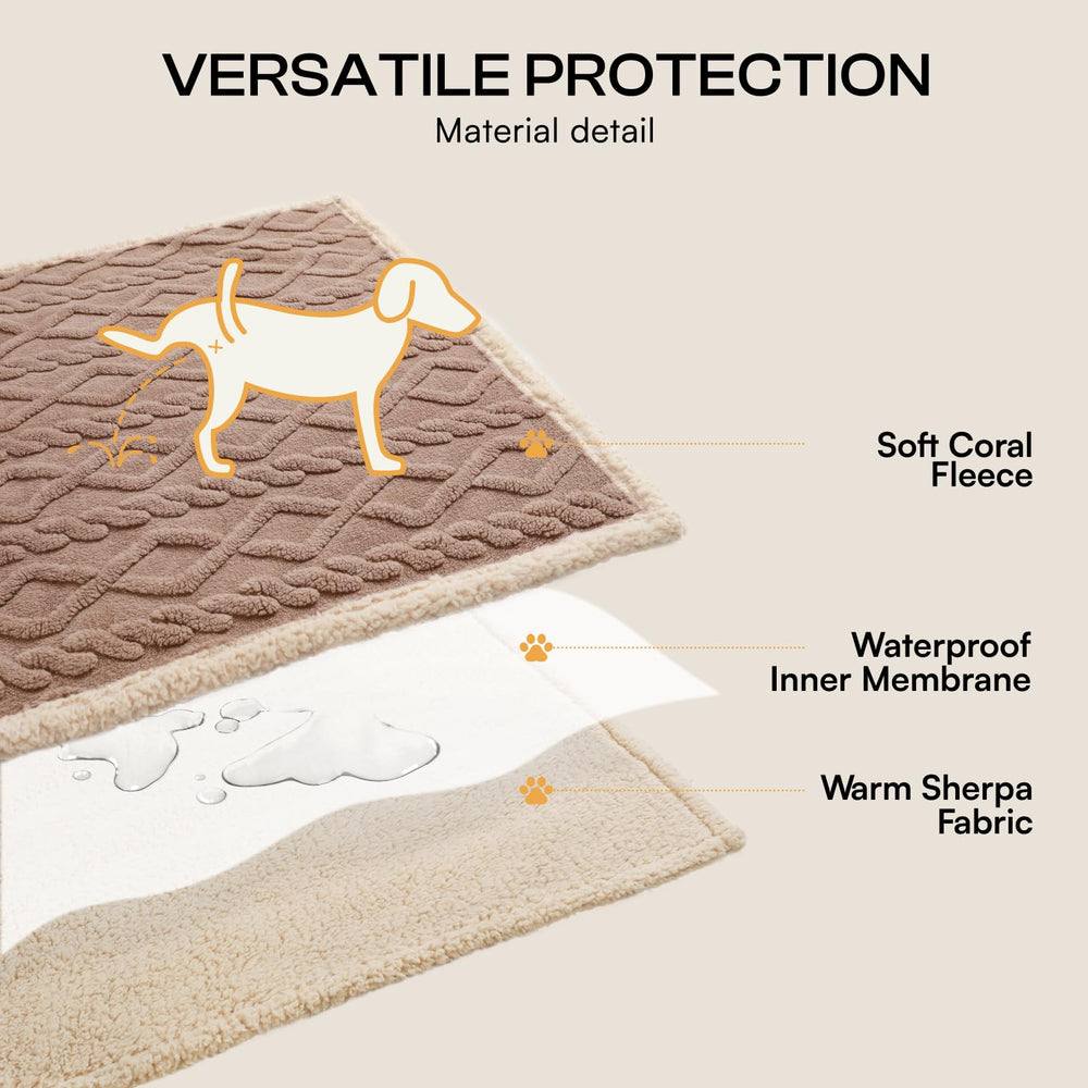 Luciphia blanket on sofa protecting against accidents and fur