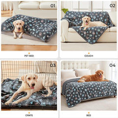 Luciphia blanket highlights protective coating against spills and urine for furniture.