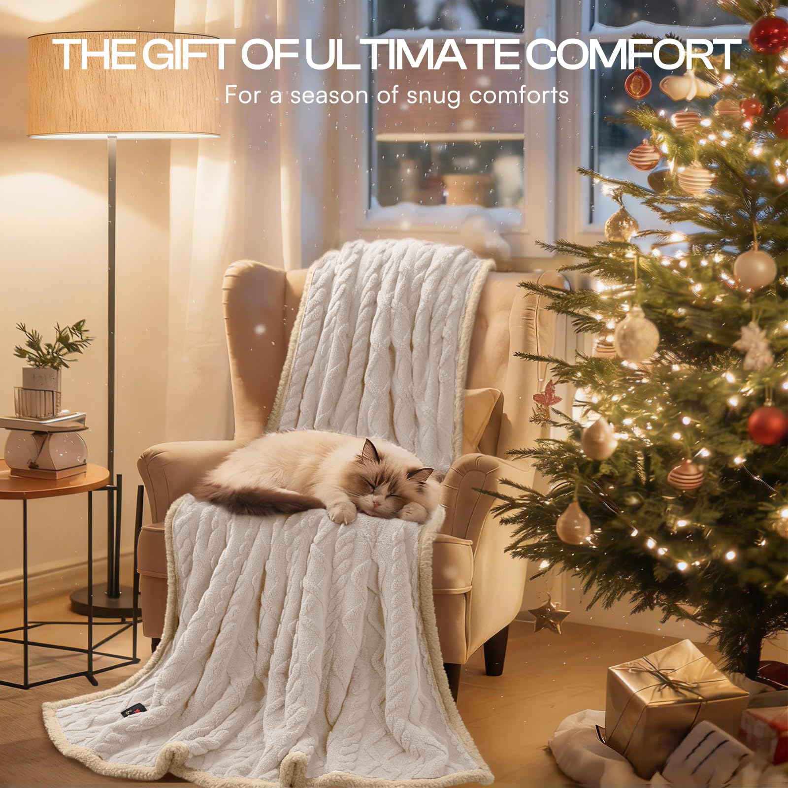 Luciphia waterproof-pet-blanket-warm-sherpa-feature highlights plush warmth for pets.