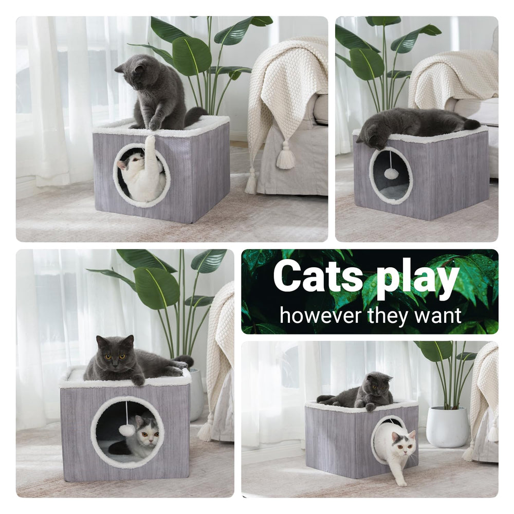 LUCKITTY Cat Condo House plush ball toy for interactive play