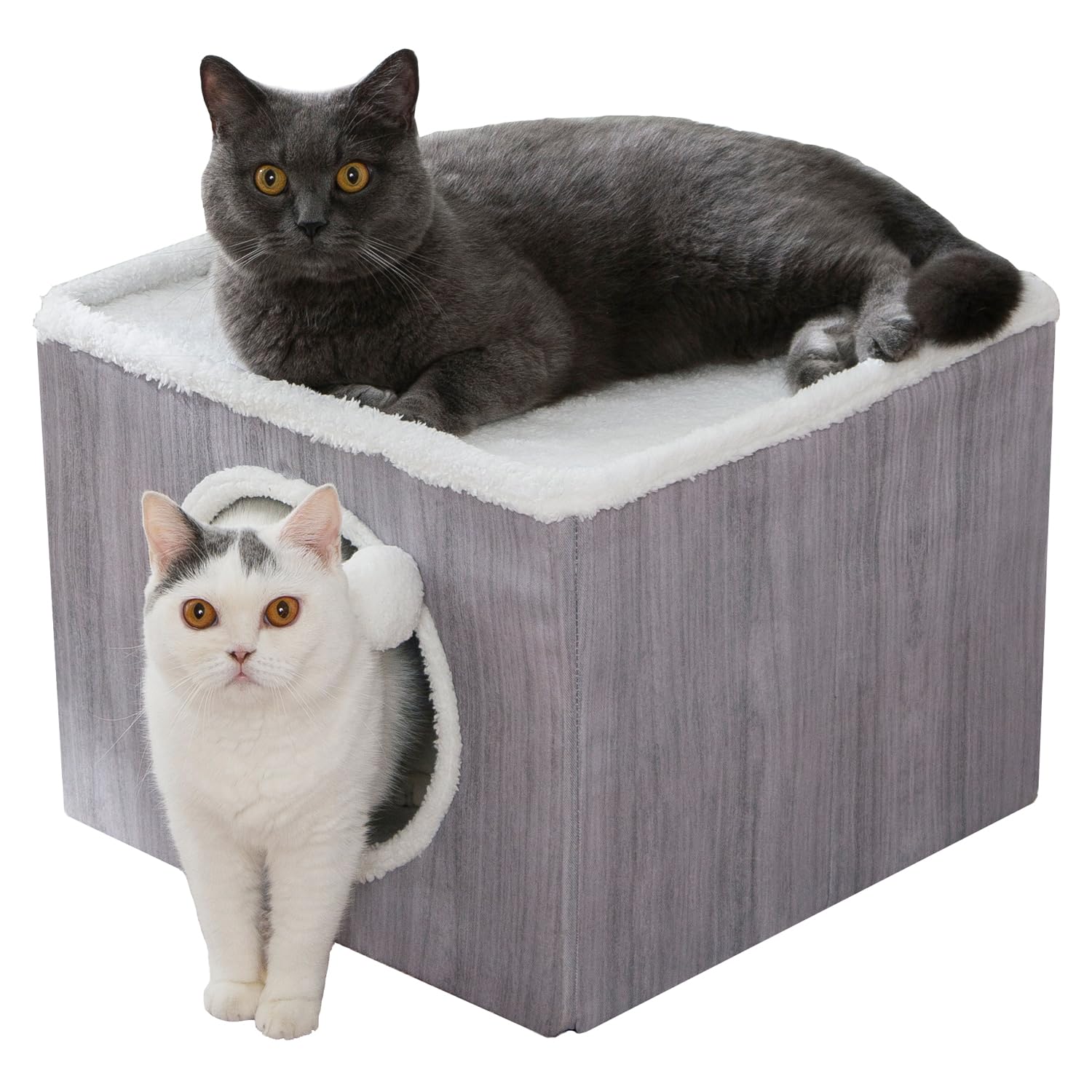 LUCKITTY Cat Condo House exterior with woodgrain finish for stylish indoor decor