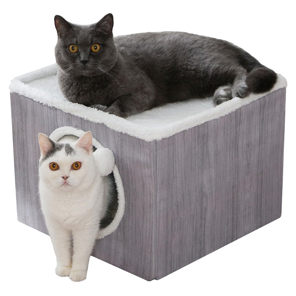 LUCKITTY Cat Condo House exterior with woodgrain finish for stylish indoor decor