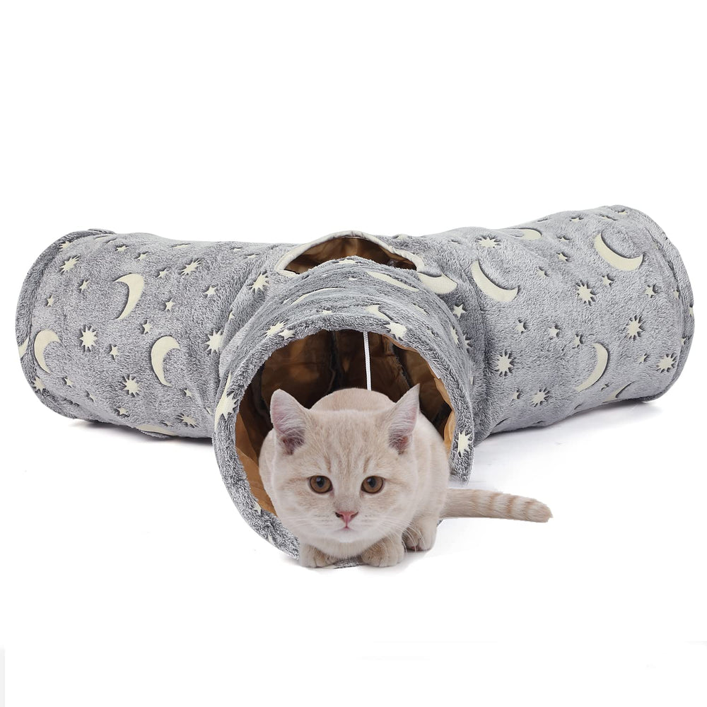 LUCKITTY Cat Tube Tunnel in Grey Moon Star design aesthetic.