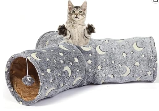 LUCKITTY Cat Tube Tunnel includes plush ball toys for interactive play.