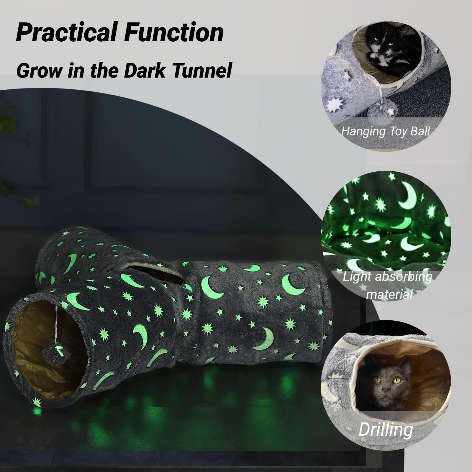 LUCKITTY Cat Tube Tunnel with sturdy steel frame for durable play.