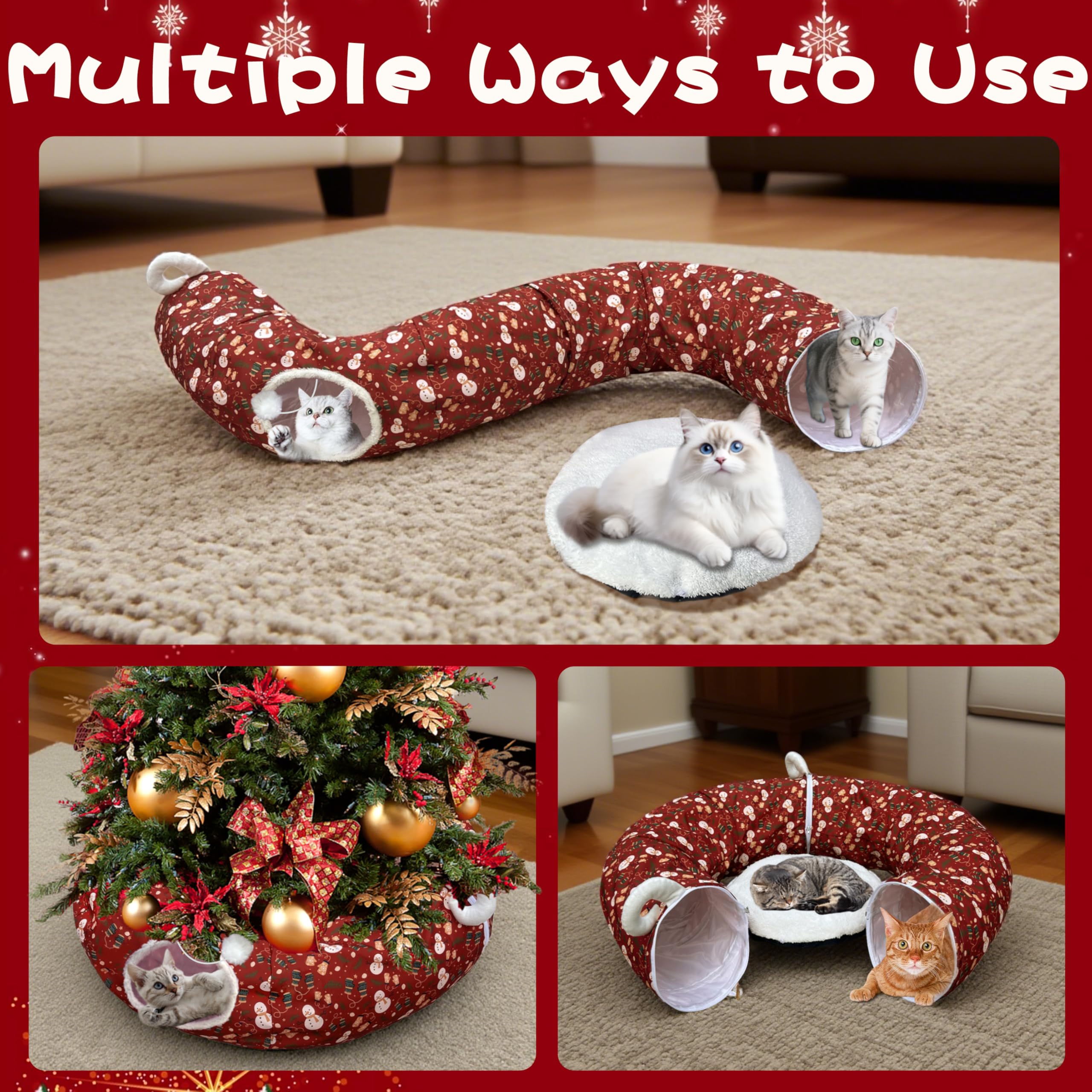 LUCKITTY cat tunnel-ball toy keeps cats engaged and entertained.