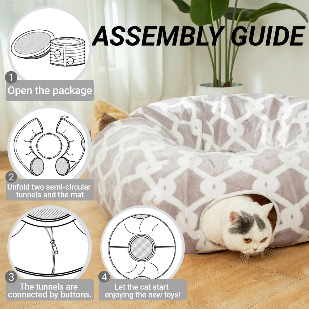 LUCKITTY cat-tunnel-bed-10inch-diameter fits cats, rabbits, and other small companions.