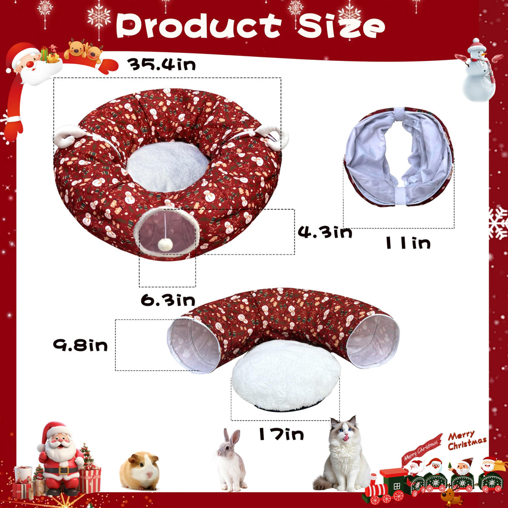 LUCKITTY Cat Tunnel Bed 3ft x 3ft x 9.8in offers roomy lounging and naptime.