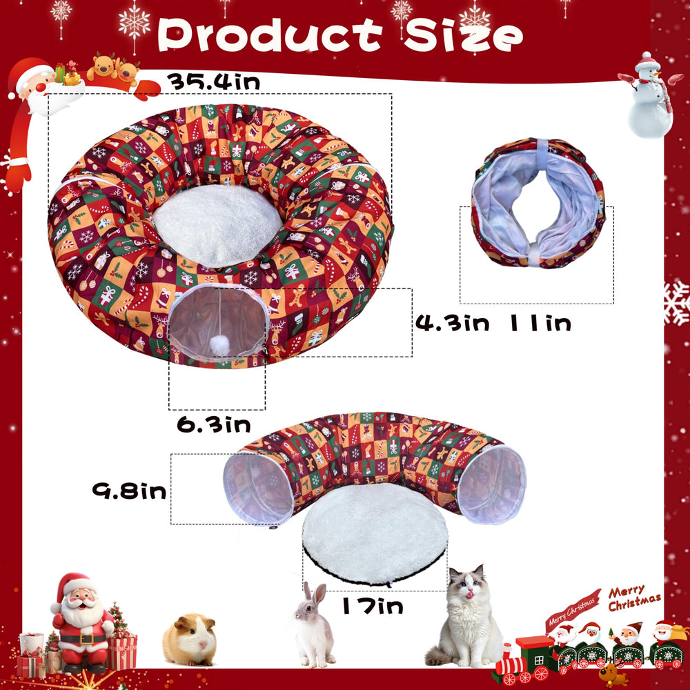 LUCKITTY Cat Tunnel Bed hanging-ball detail promotes interactive play