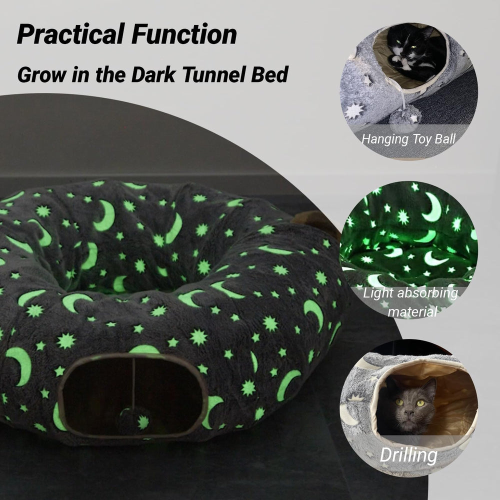 LUCKITTY Cat Tunnel Bed plush ball toy area adds interactive play and chase fun