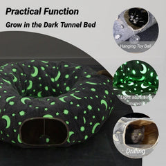 LUCKITTY Cat Tunnel Bed plush ball toy area adds interactive play and chase fun