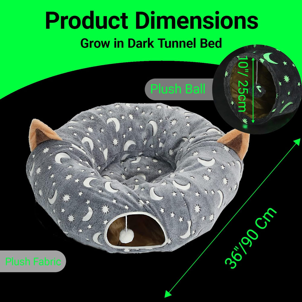 LUCKITTY Cat Tunnel Bed round or S shape setup fits various room sizes