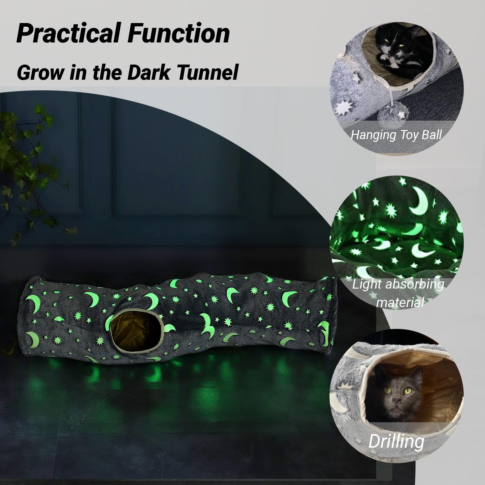 LUCKITTY Cat Tunnel Tube collapsible frame for easy storage and transport.
