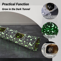 LUCKITTY Cat Tunnel Tube Glow in the Dark highlights photoluminescence for safe night exploration.