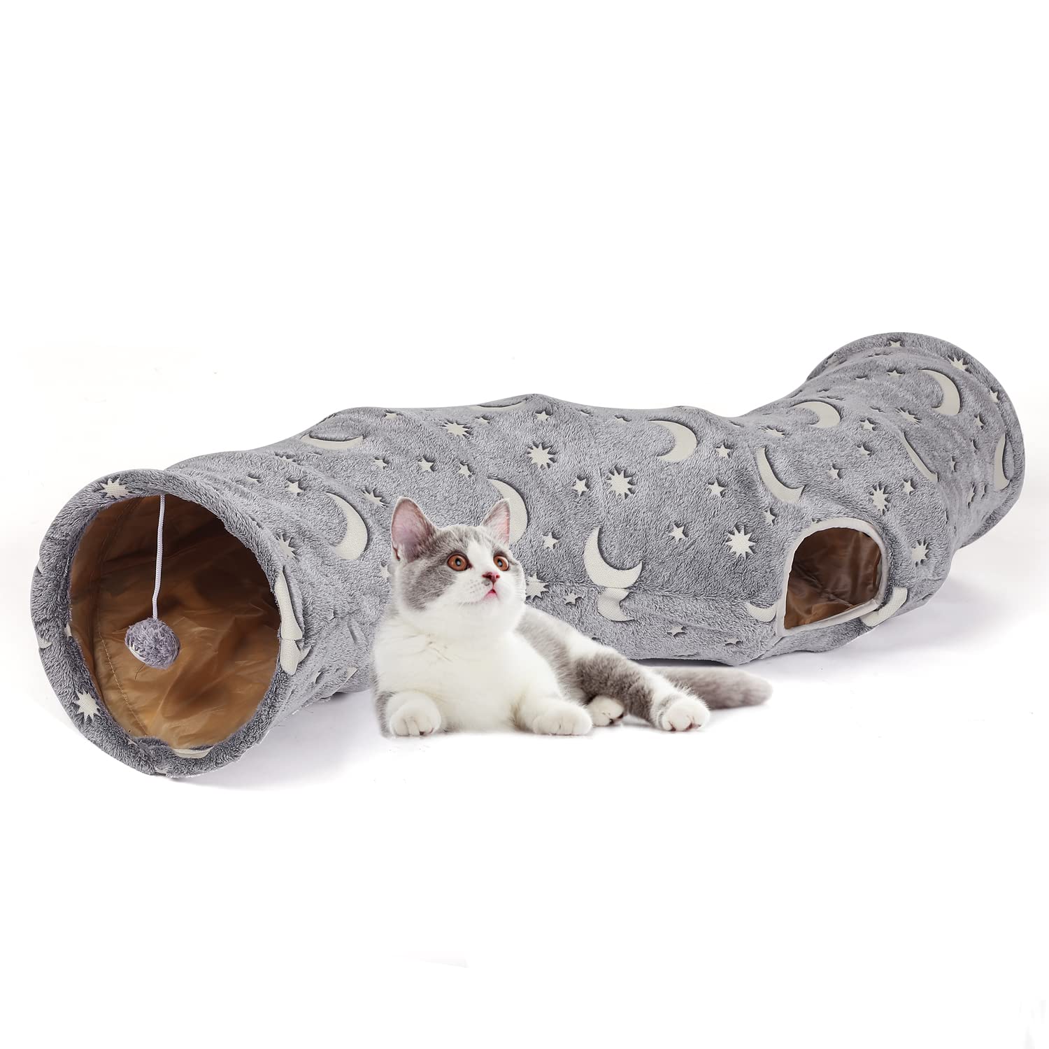 LUCKITTY Cat Tunnel Tube plush ball toys add interactive play inside the tunnel.