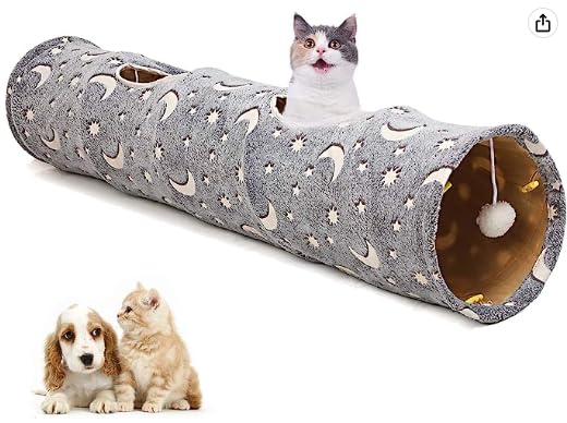 LUCKITTY Cat Tunnel Tube Strong Spring Frame ensures sturdy, portable design for take-along play sessions.