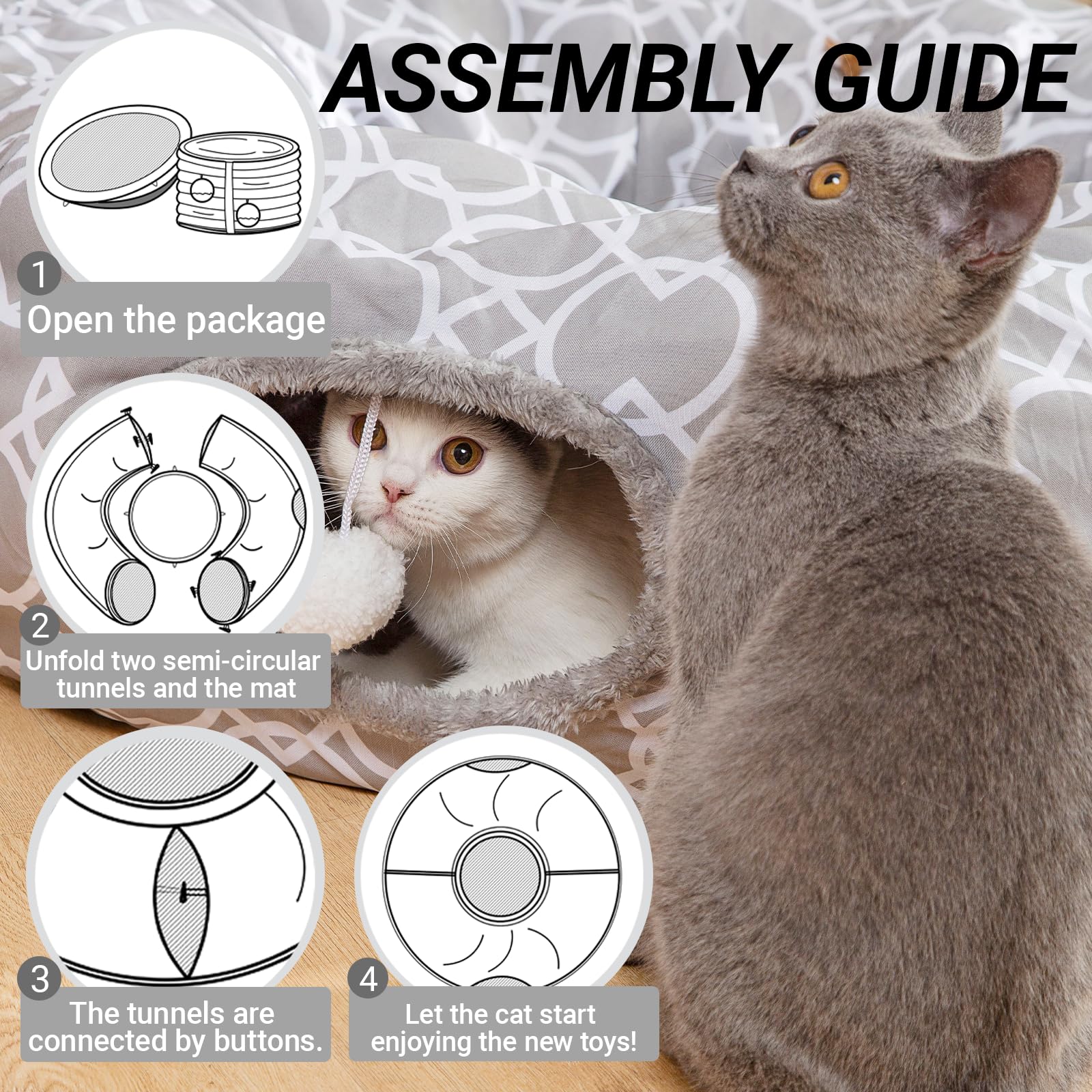 LUCKITTY round or S-shaped configuration adapts to cats' movement.