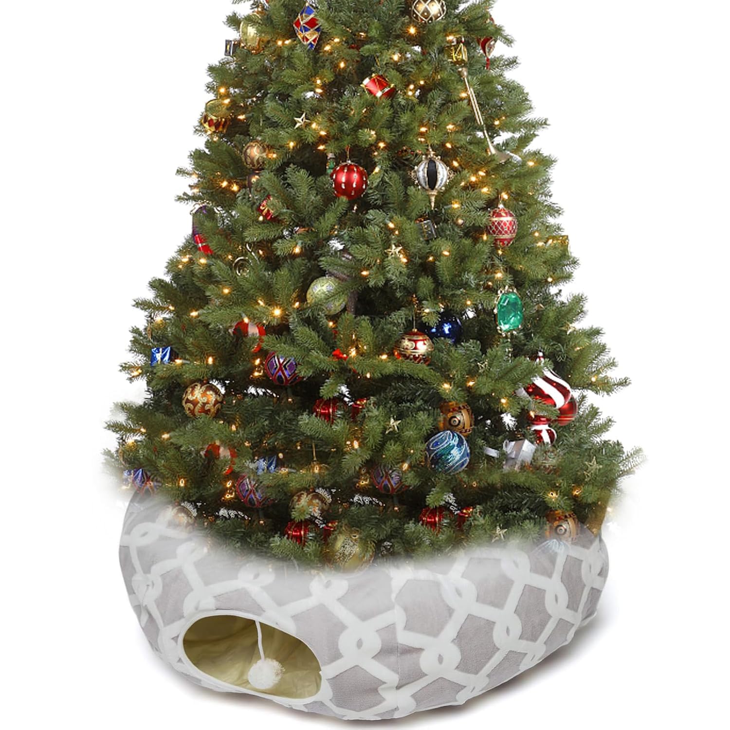 LUCKITTY gray-geometric-tunnel-bed adds stylish design that blends with home decor.