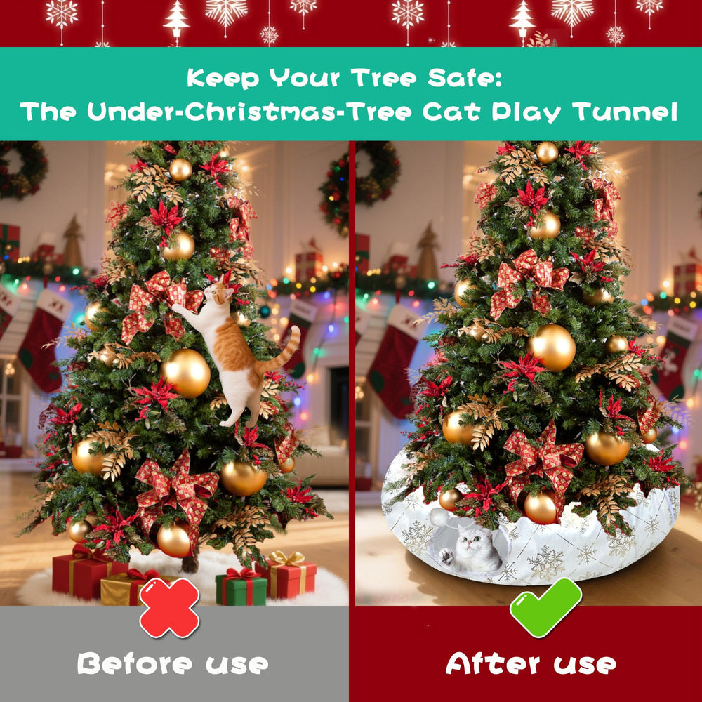 LUCKITTY hanging plush ball invites playful cats while protecting ornaments