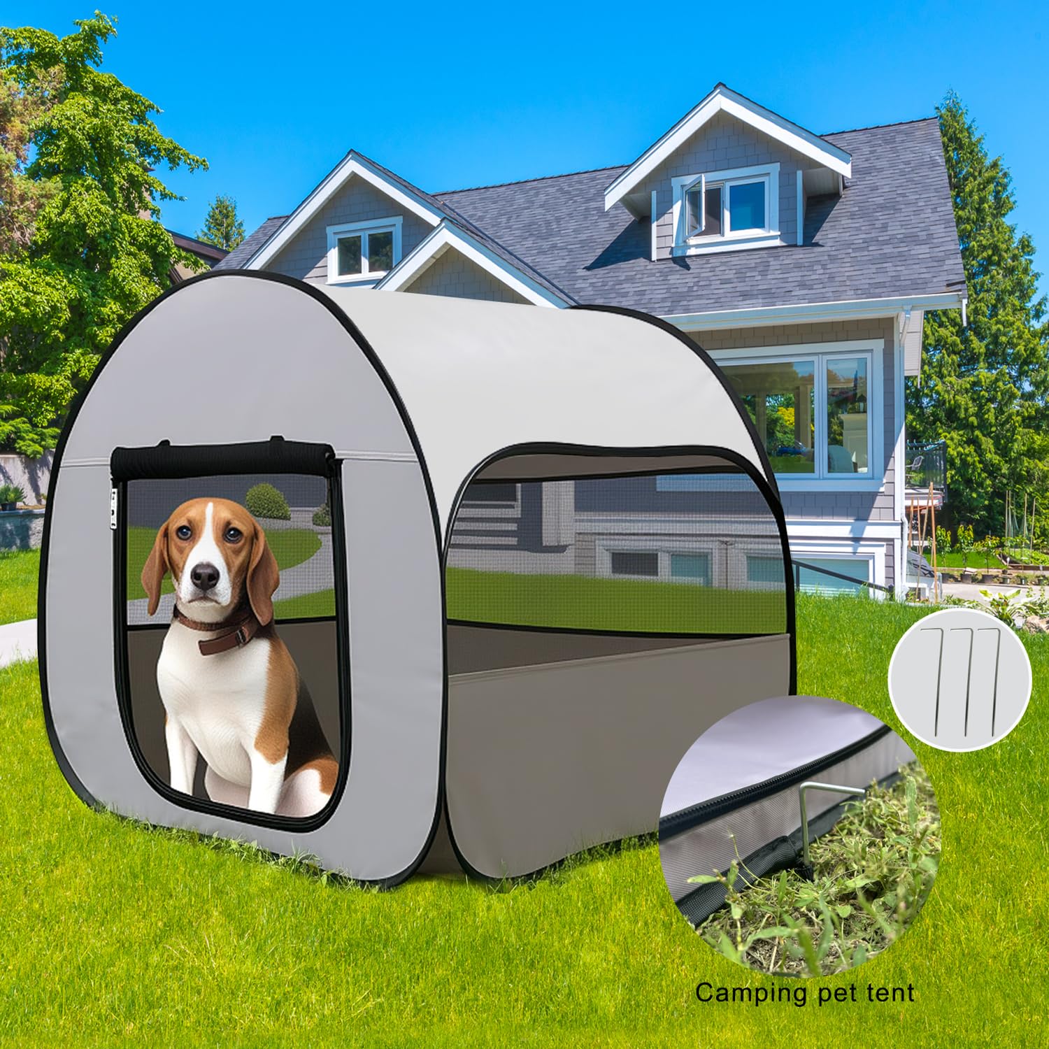 LUCKITTY Pop-Up Dog Kennel folded for compact storage and car trips.