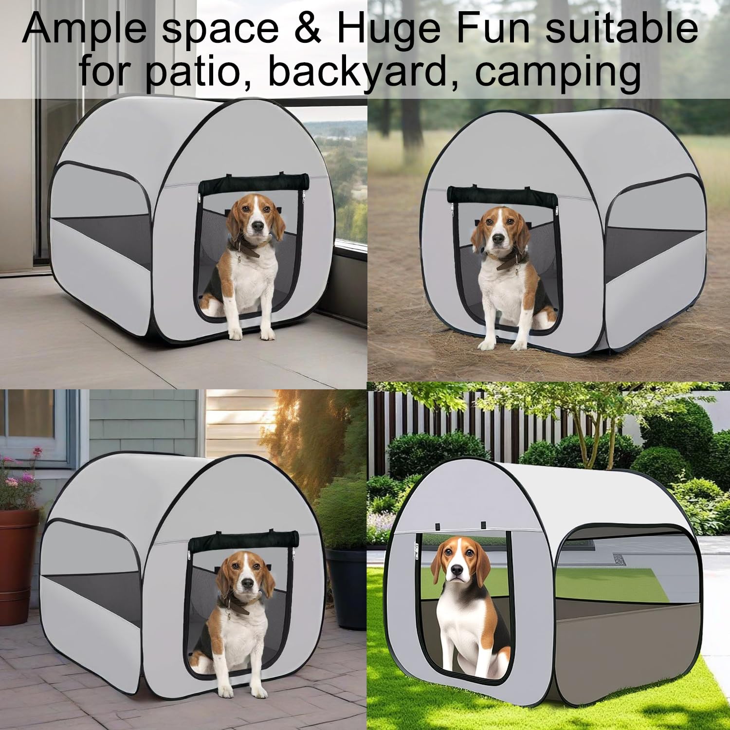 LUCKITTY Pop-Up Dog Kennel open door for easy access during travel.