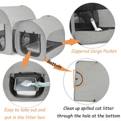 LUCKITTY Portable Cat Playpen folded-storage illustrates compact collapse for transport.