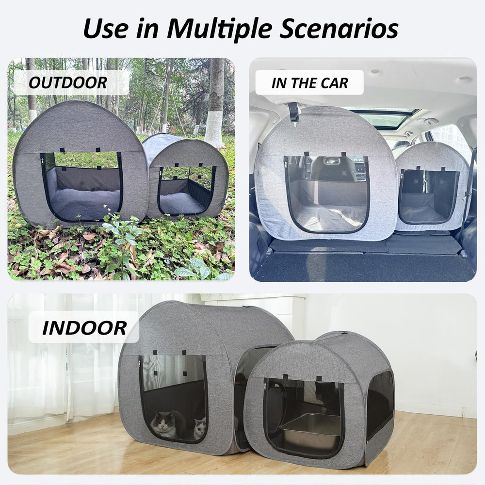 LUCKITTY portable cat playpen folding storage showcases compact packing and portability