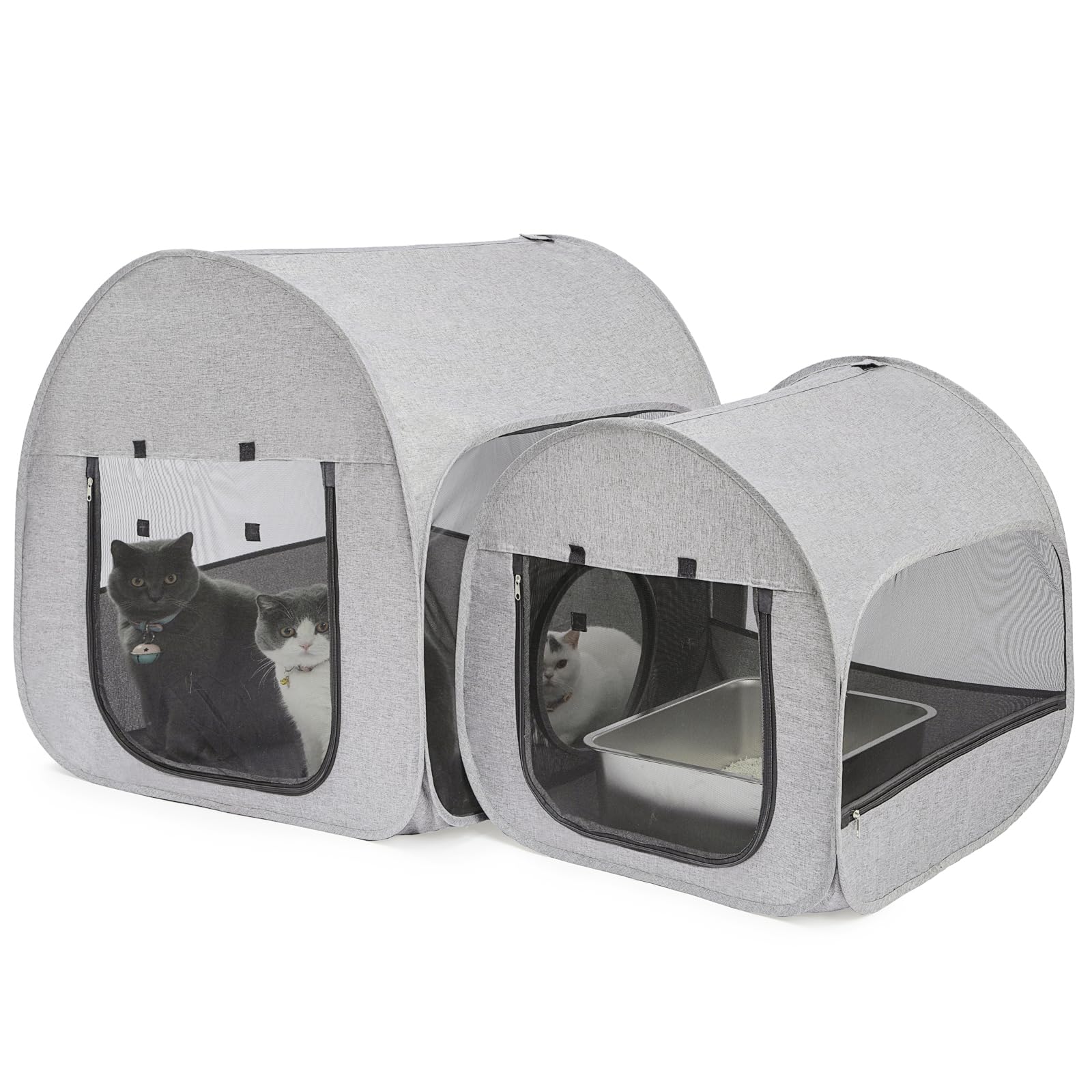 LUCKITTY Portable Cat Playpen front view showing spacious interior for multiple cats.
