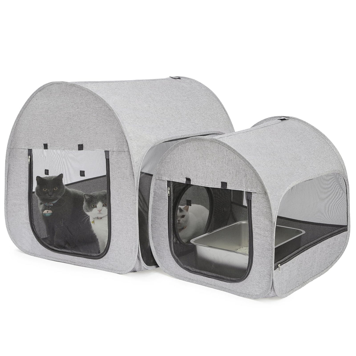 LUCKITTY Portable Cat Playpen front view showing spacious interior for multiple cats.