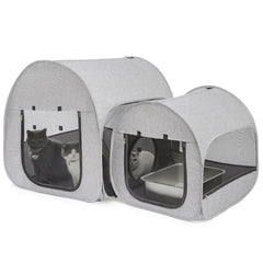LUCKITTY Portable Cat Playpen front view showing spacious interior for multiple cats.