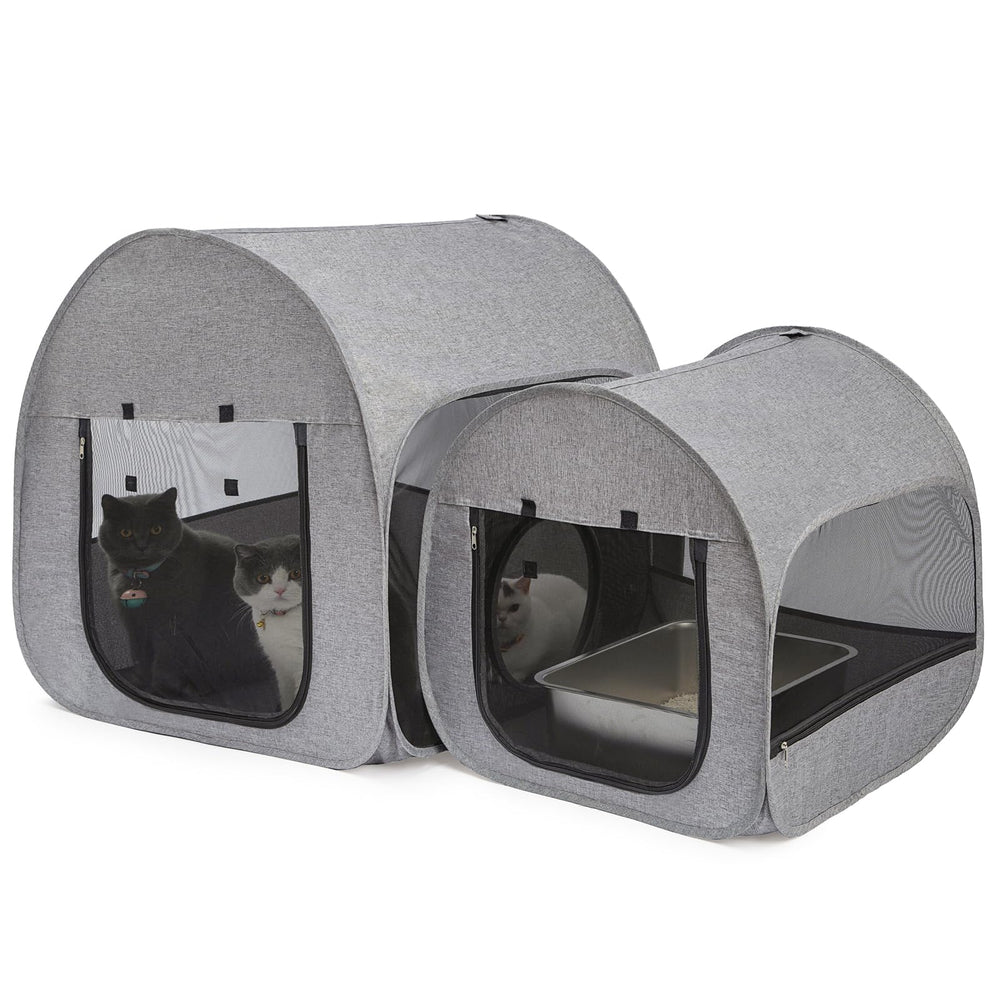 LUCKITTY portable cat playpen main house setup shows spacious multi-cat room for comfort