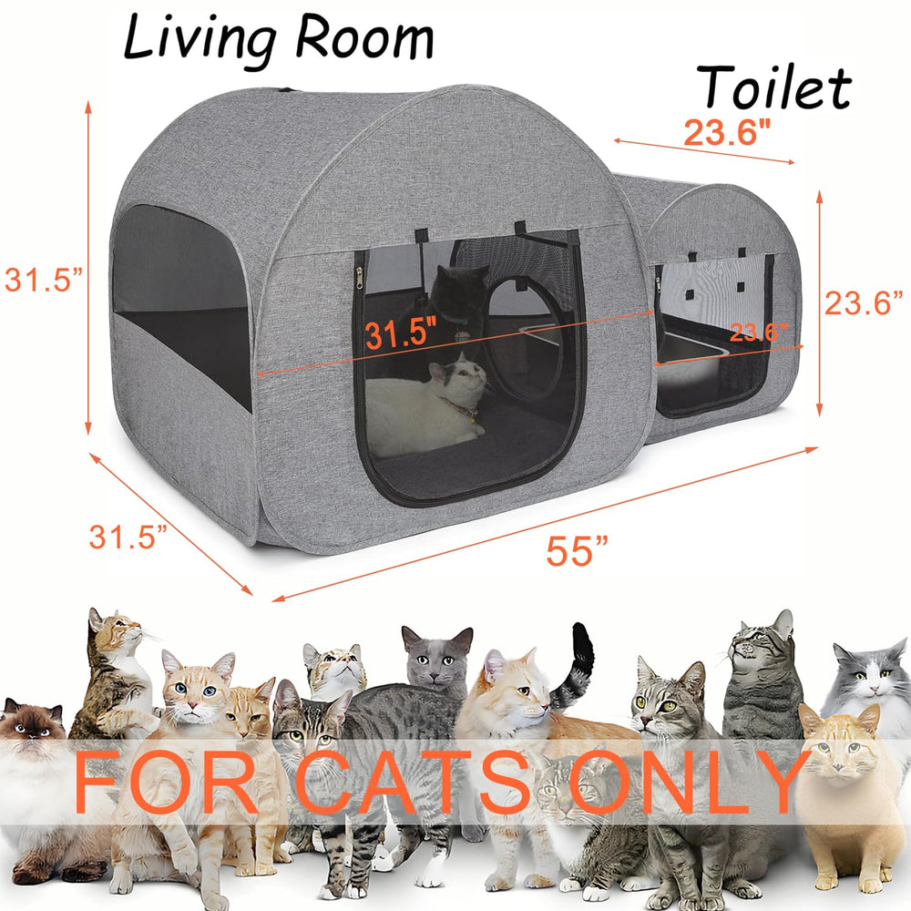 LUCKITTY portable cat playpen side view highlights durable frame and foldable design for travel
