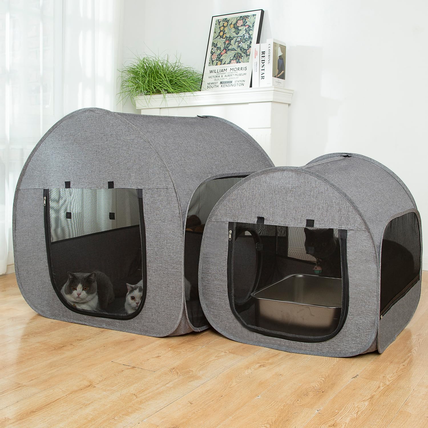 LUCKITTY portable cat playpen sturdy steel frame proves durable outdoor shelter