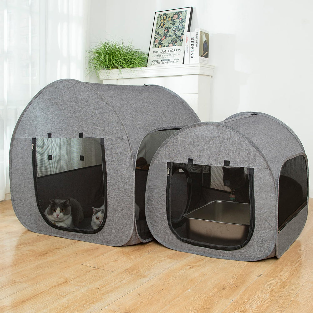 LUCKITTY portable cat playpen sturdy steel frame proves durable outdoor shelter