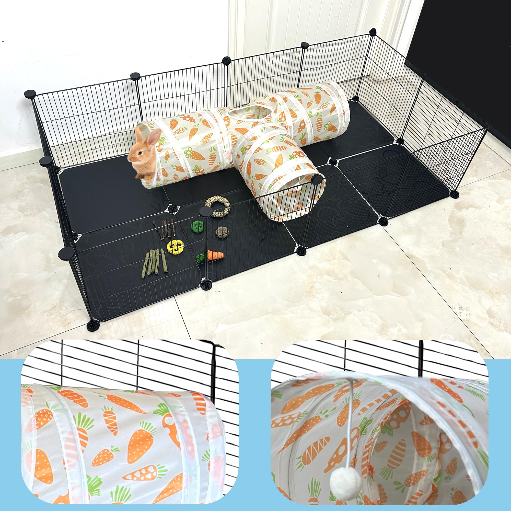 LUCKITTY Rabbit Tunnel durable polyester fabric with reinforced stitching for long-lasting play.