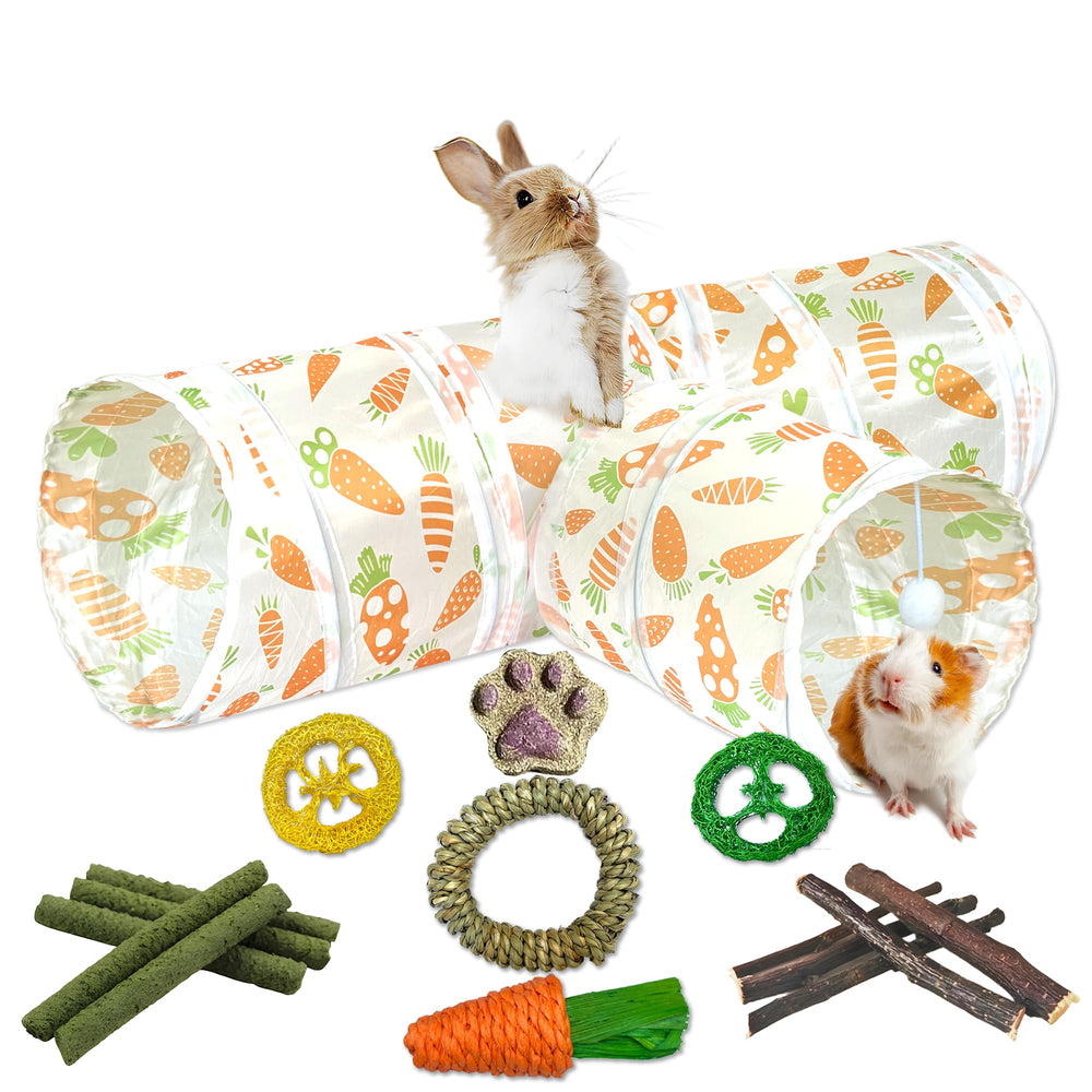 LUCKITTY Rabbit Tunnel open layout shows spacious 33x20x9.5 inches for hopping and nesting.