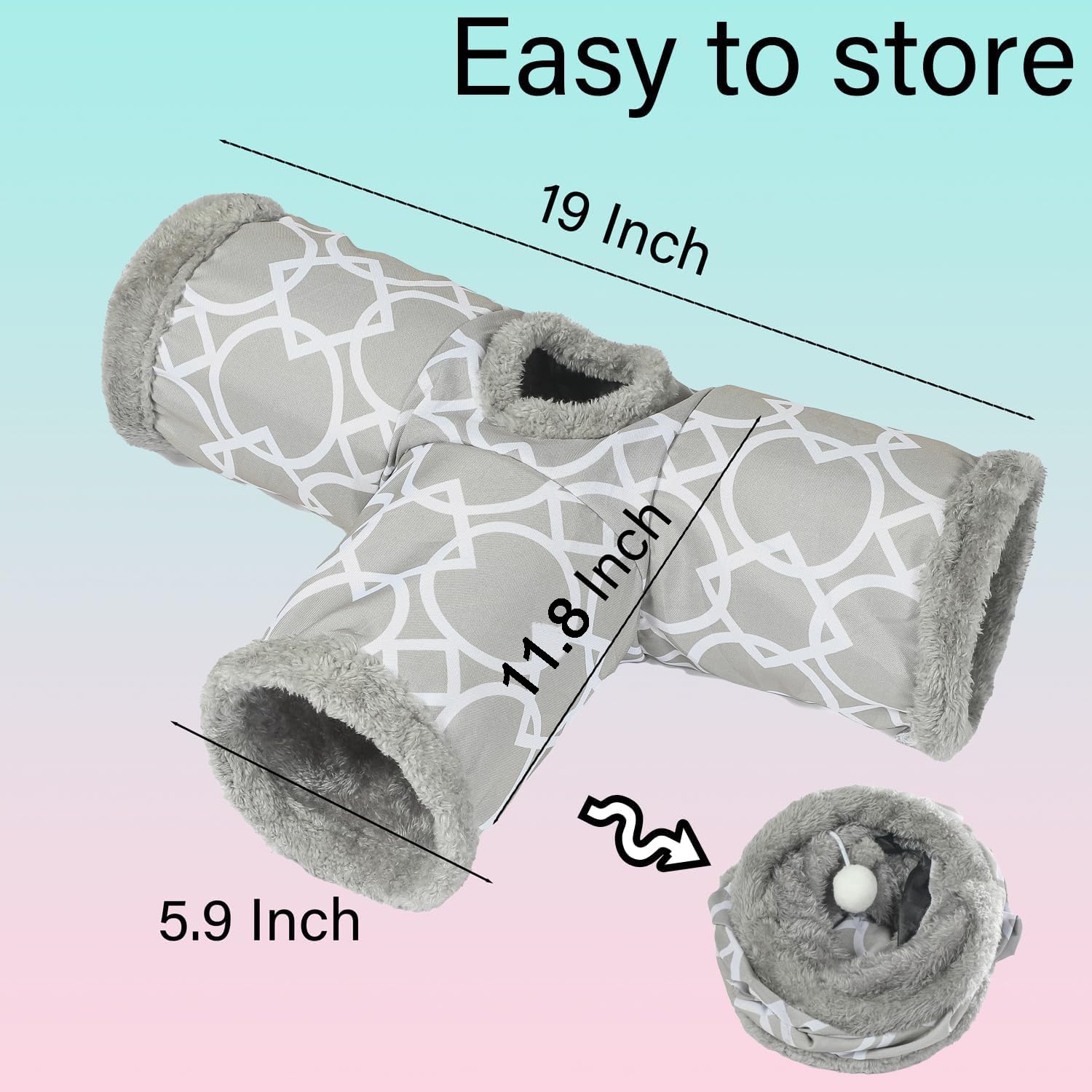LUCKITTY spring-frame tunnel folds flat for easy storage.