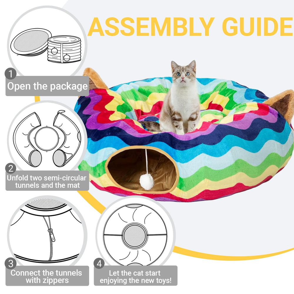 LUCKITTY tunnel bed small cushion adds extra comfort for napping and lounging.