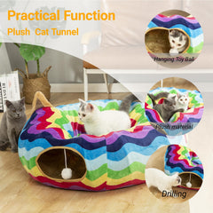 LUCKITTY tunnel bed under-tree side view highlights spacious small-pet space.