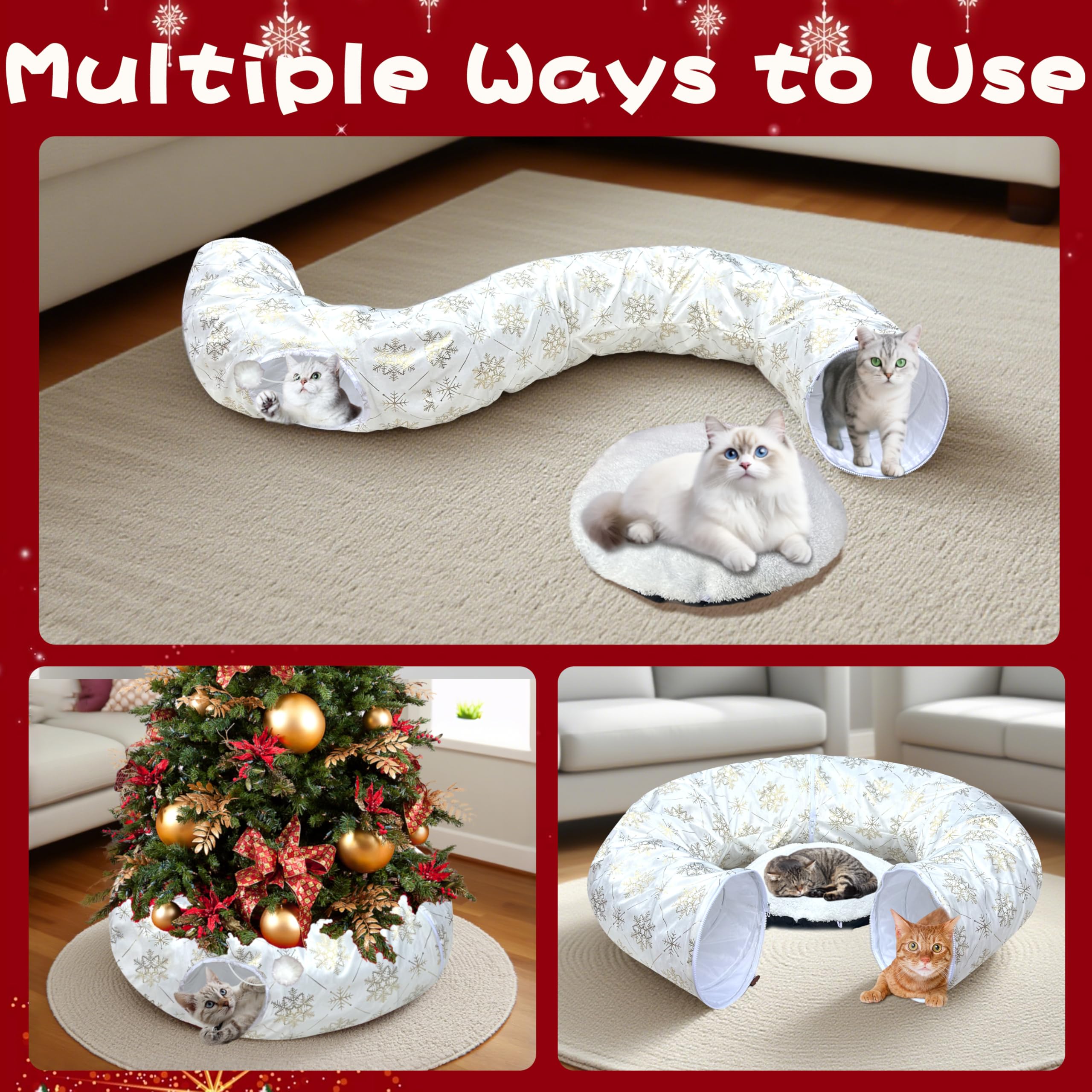 LUCKITTY under-tree decor helps protect ornaments during cat play