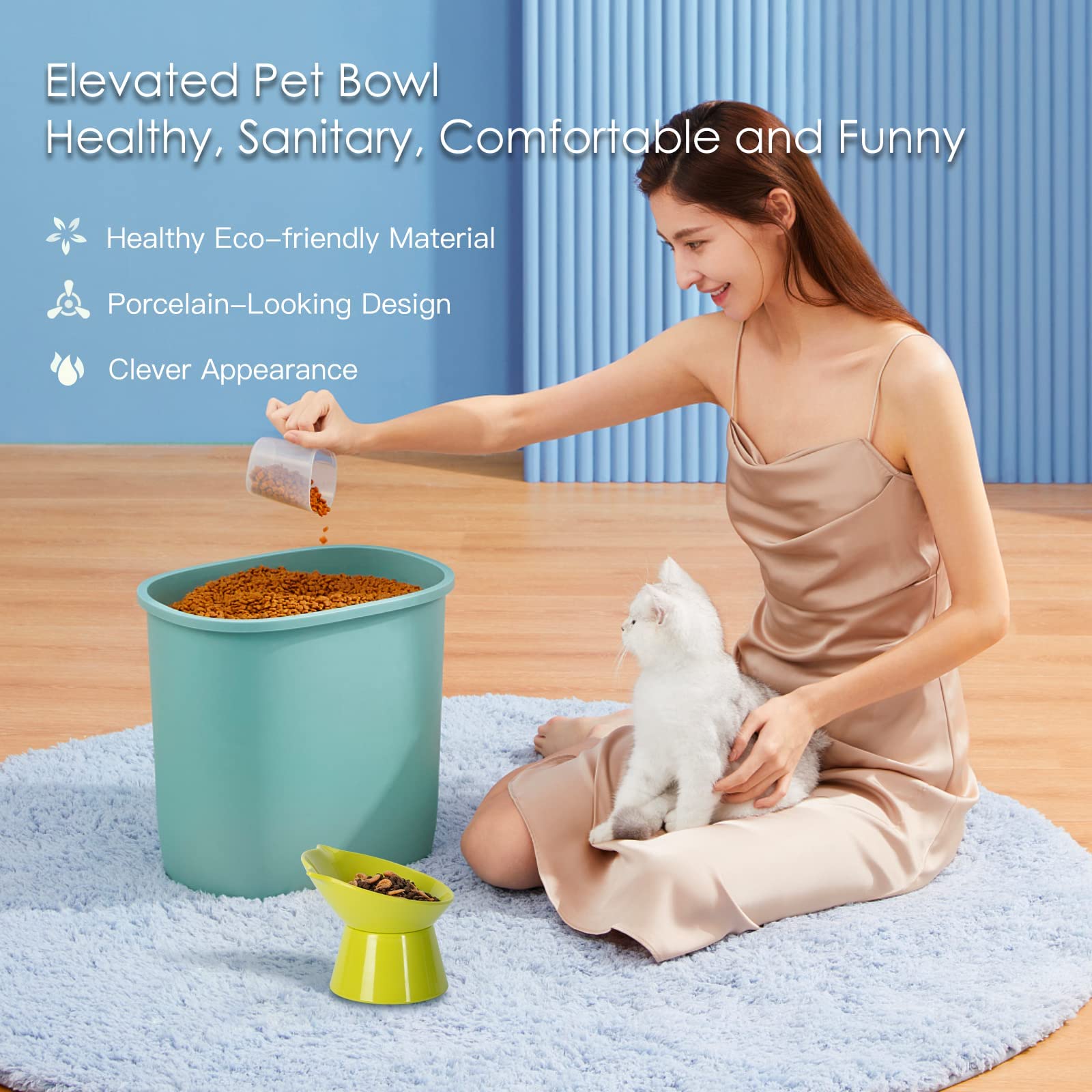LuckyPots cat bowls for indoor cats and kittens promote calm eating.