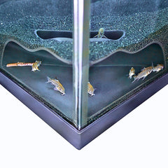 Lucky Critter Aquarium Underground Corner Cave front view showcases natural curve for immersive viewing.