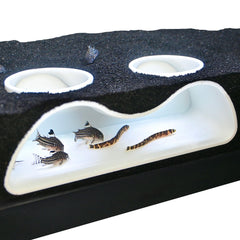 Lucky Critter aquarium underground tunnel two-hole 7in provides a natural hiding spot and viewing shelter.